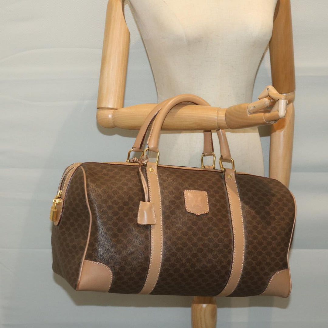 Celine Macadam Canvas Boston Bag PVC Brown  65445