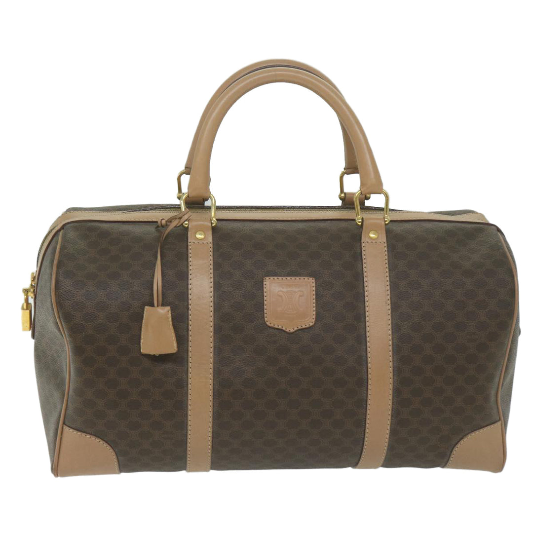 Celine Macadam Canvas Boston Bag PVC Brown  65445
