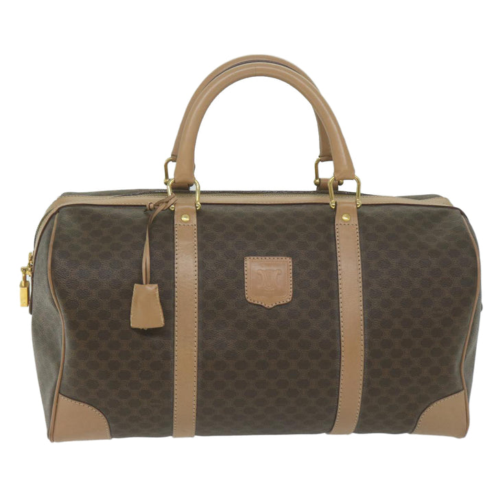 Celine Macadam Canvas Boston Bag PVC Brown  65445