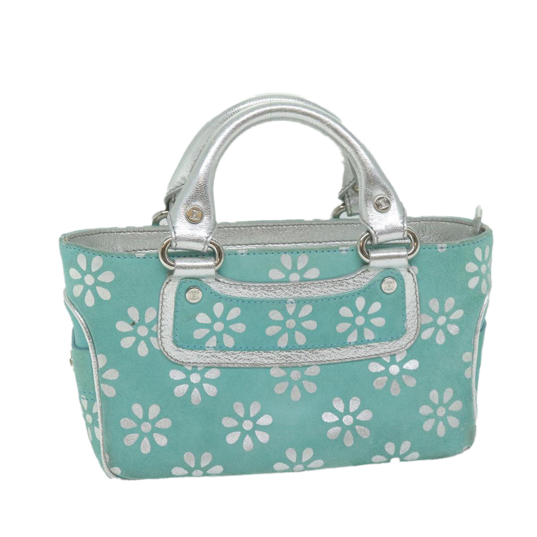 Celine Hand Bag Suede Light Blue Auth 65527