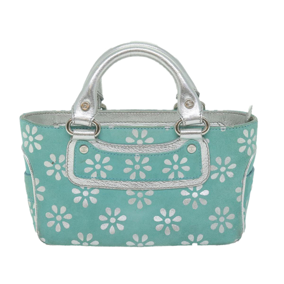 Celine Hand Bag Suede Light Blue Auth 65527