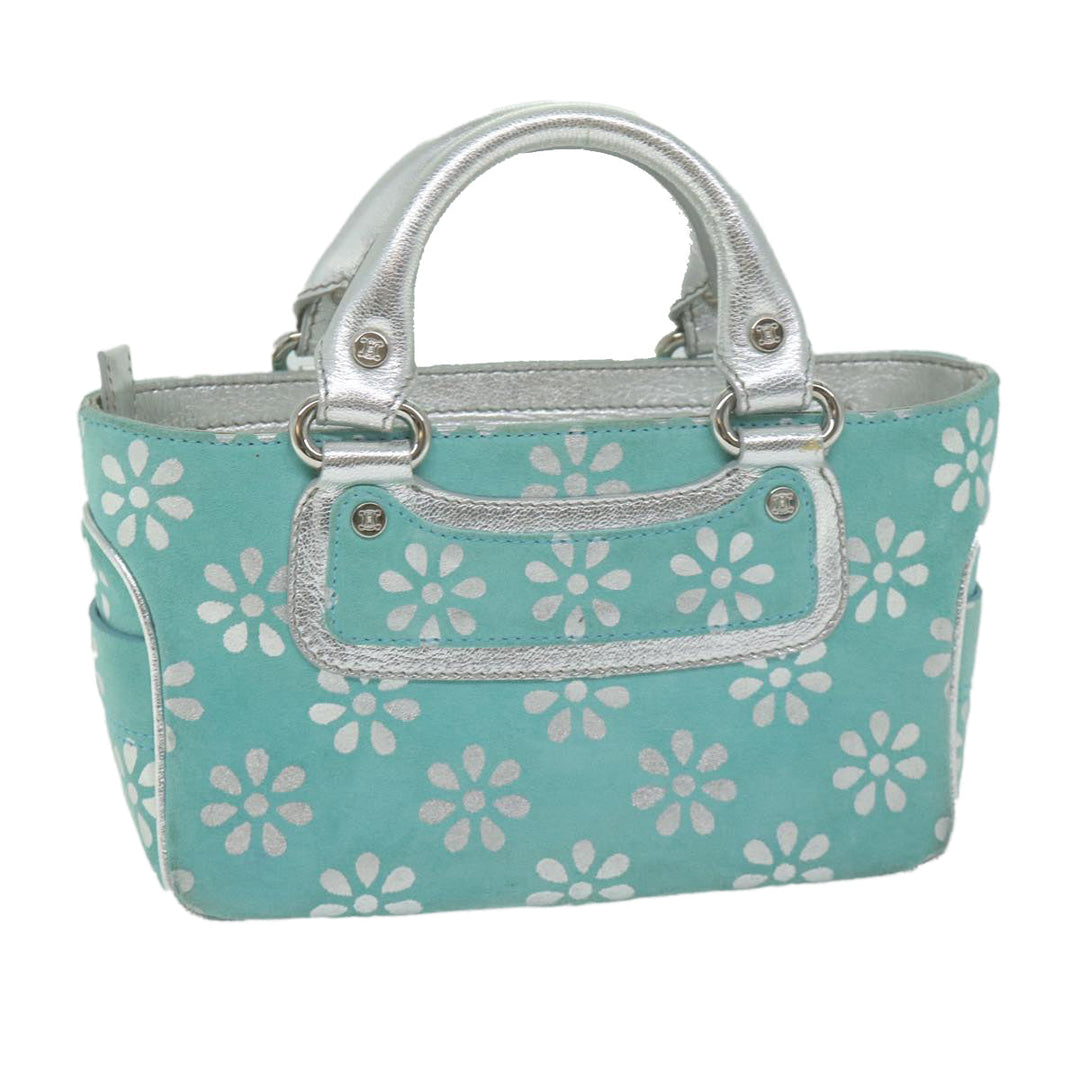 Celine Hand Bag Suede Light Blue Auth 65527