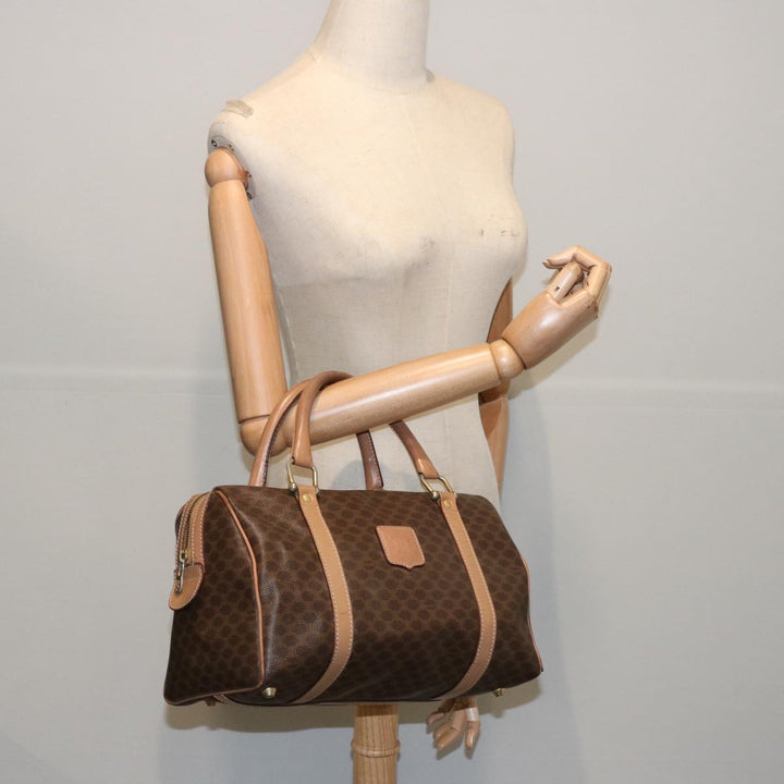Celine Macadam Canvas Boston Bag PVC Brown  65586