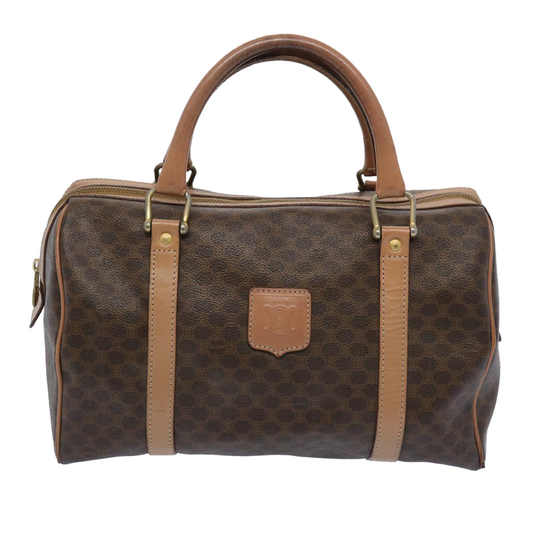 Celine Macadam Canvas Boston Bag PVC Brown  65586