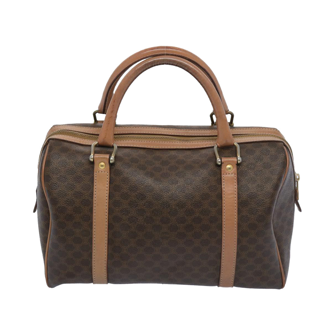 Celine Macadam Canvas Boston Bag PVC Brown  65586