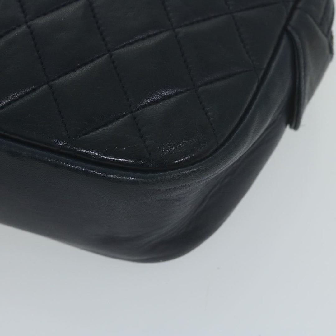 Top Quality Chanel Matelasse Chain Shoulder Bag Leather Navy CC Auth 65588