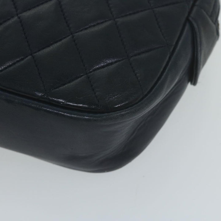 Top Quality Chanel Matelasse Chain Shoulder Bag Leather Navy CC Auth 65588