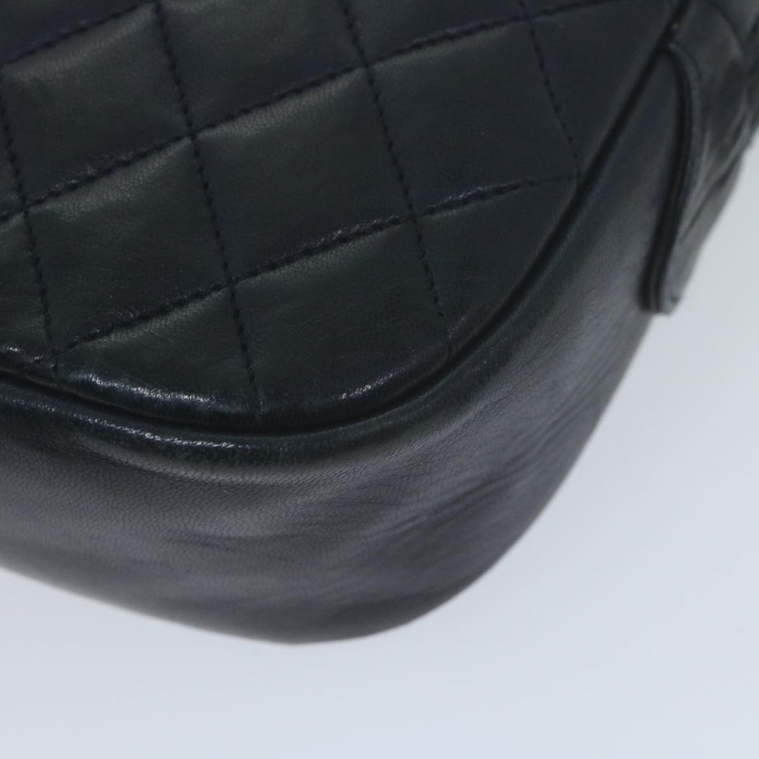 Top Quality Chanel Matelasse Chain Shoulder Bag Leather Navy CC Auth 65588