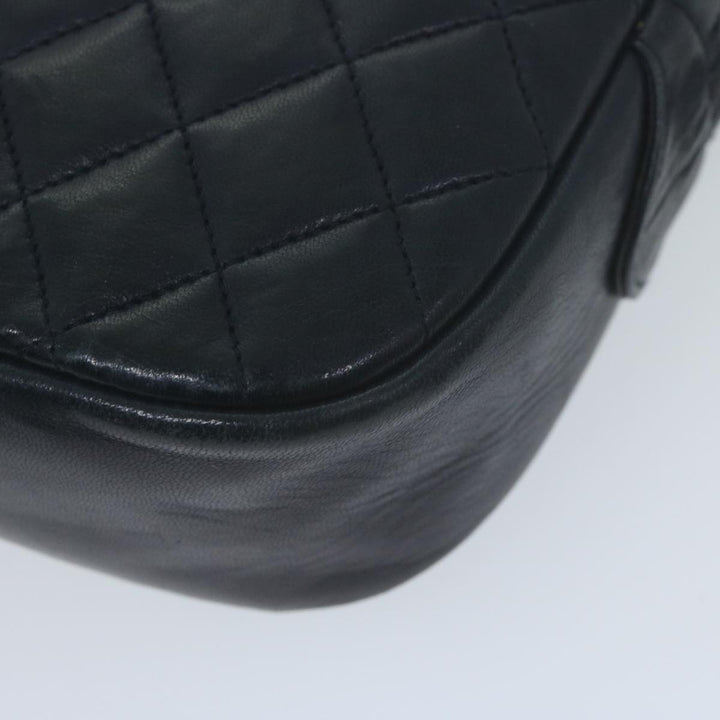 Top Quality Chanel Matelasse Chain Shoulder Bag Leather Navy CC Auth 65588