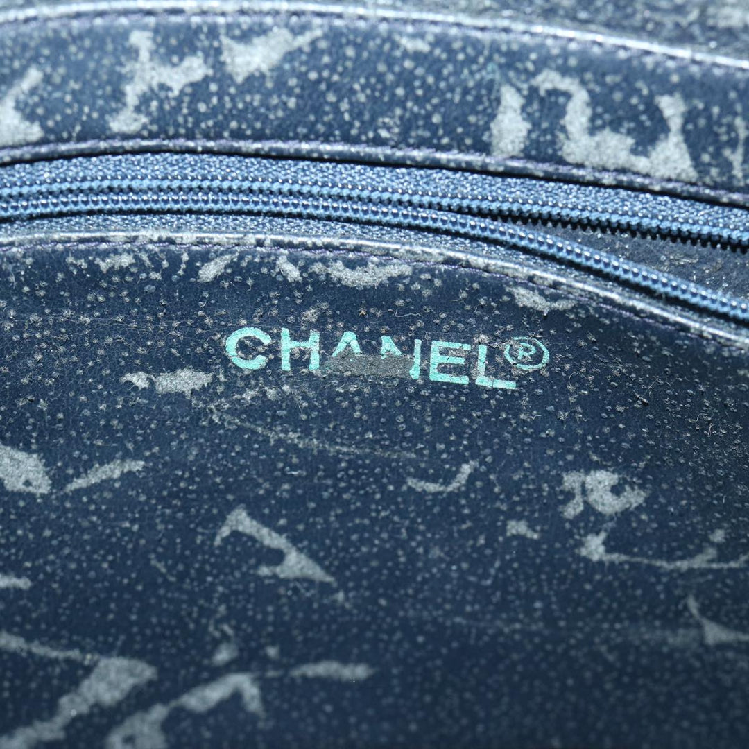 Top Quality Chanel Matelasse Chain Shoulder Bag Leather Navy CC Auth 65588