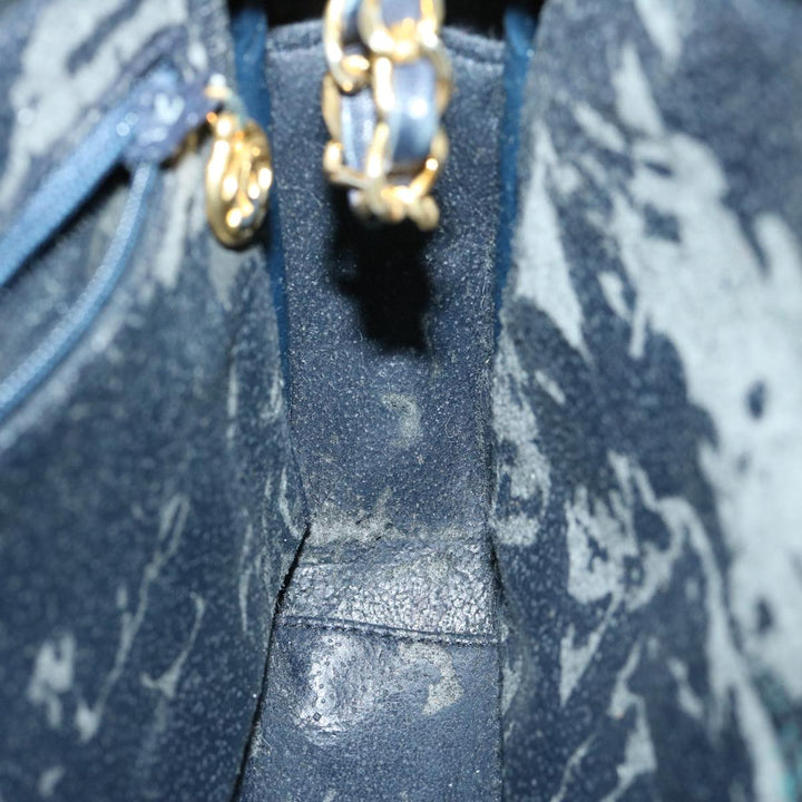 Top Quality Chanel Matelasse Chain Shoulder Bag Leather Navy CC Auth 65588