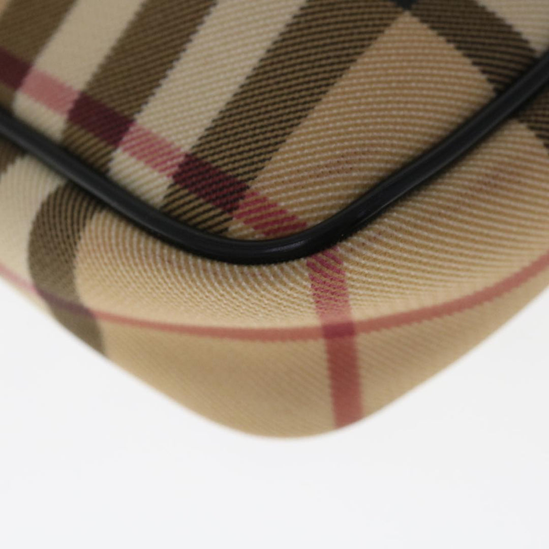 Burberry Nova Check Accessory Pouch Coated Canvas Beige Black Auth 65593