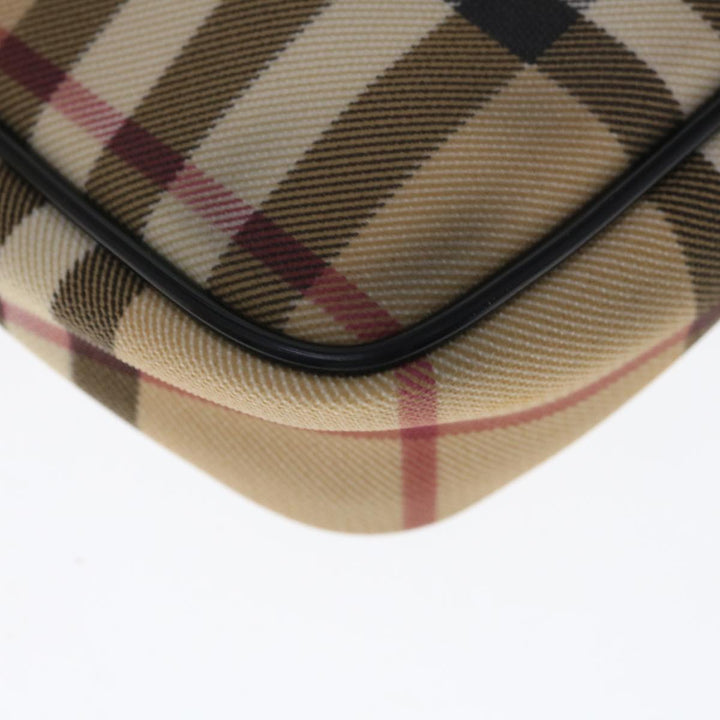 Burberry Nova Check Accessory Pouch Coated Canvas Beige Black Auth 65593