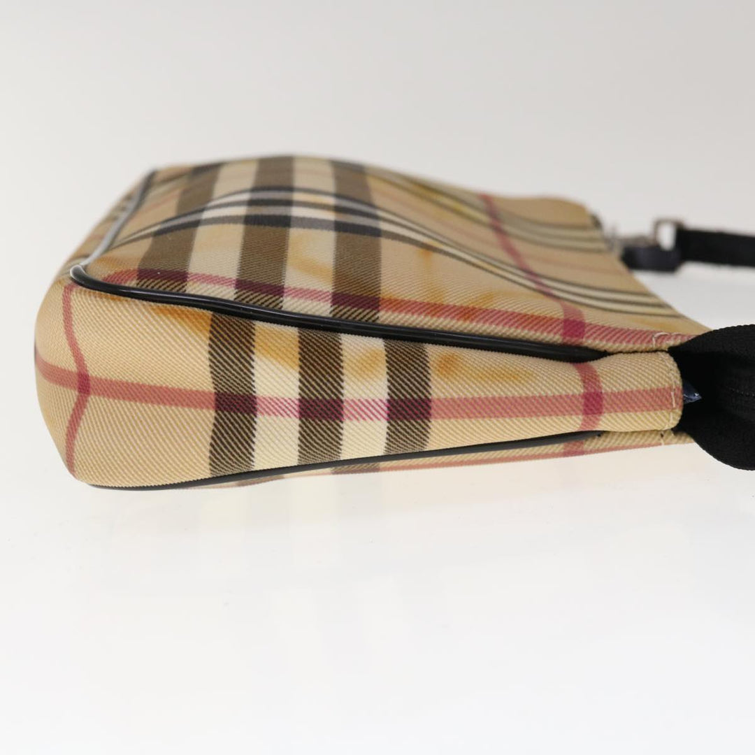 Burberry Nova Check Accessory Pouch Coated Canvas Beige Black Auth 65593