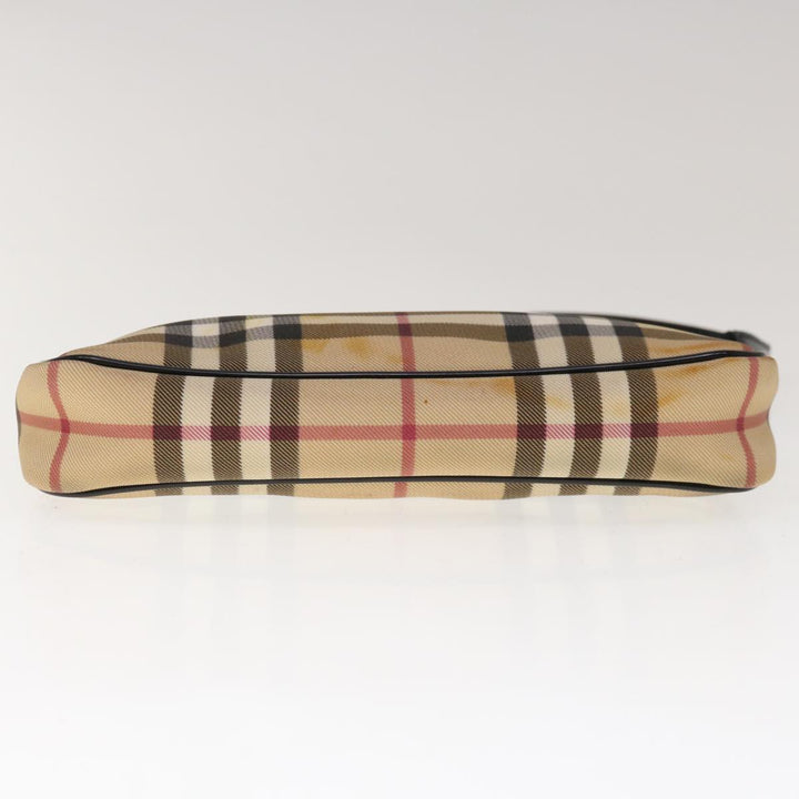 Burberry Nova Check Accessory Pouch Coated Canvas Beige Black Auth 65593