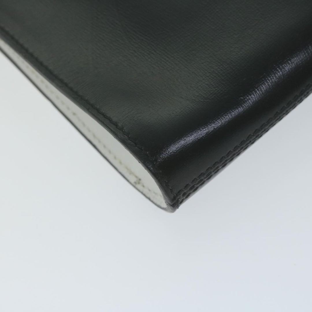 Celine Clutch Bag Leather 2way White Black Auth 65641