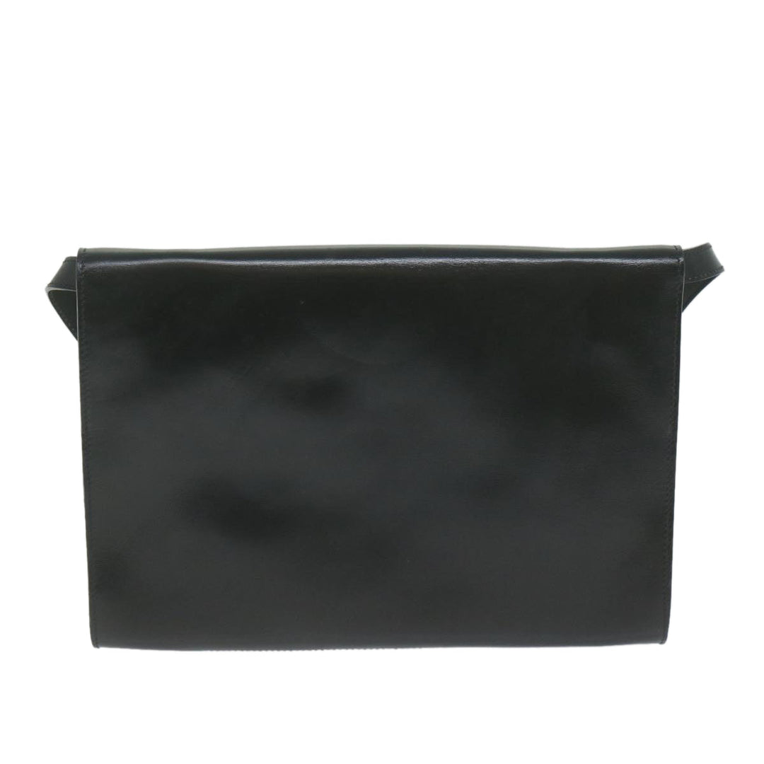 Celine Clutch Bag Leather 2way White Black Auth 65641