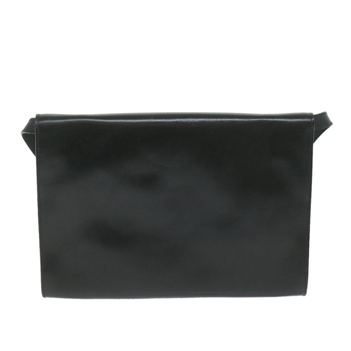 Celine Clutch Bag Leather 2way White Black Auth 65641