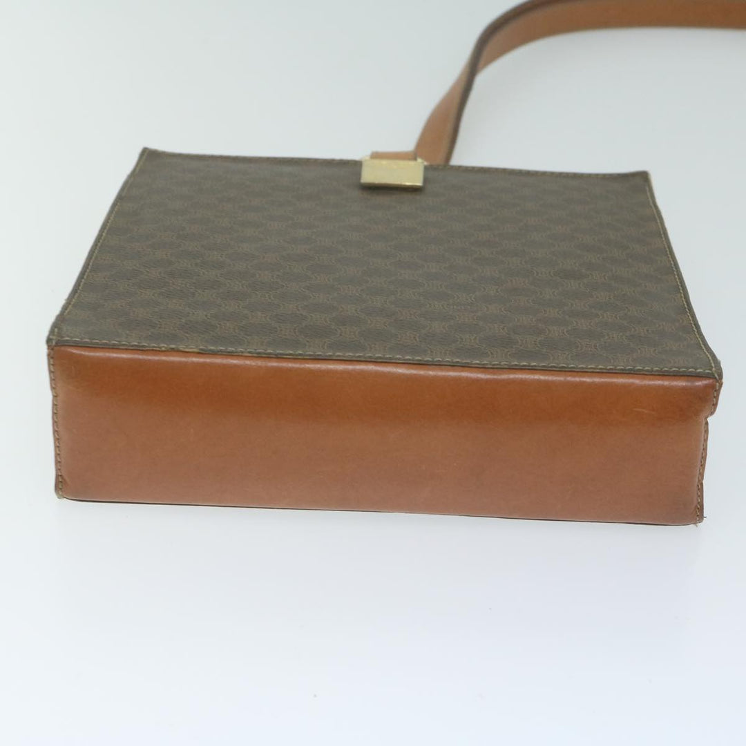 Celine Macadam Canvas Shoulder Bag PVC Leather Brown Auth 65644