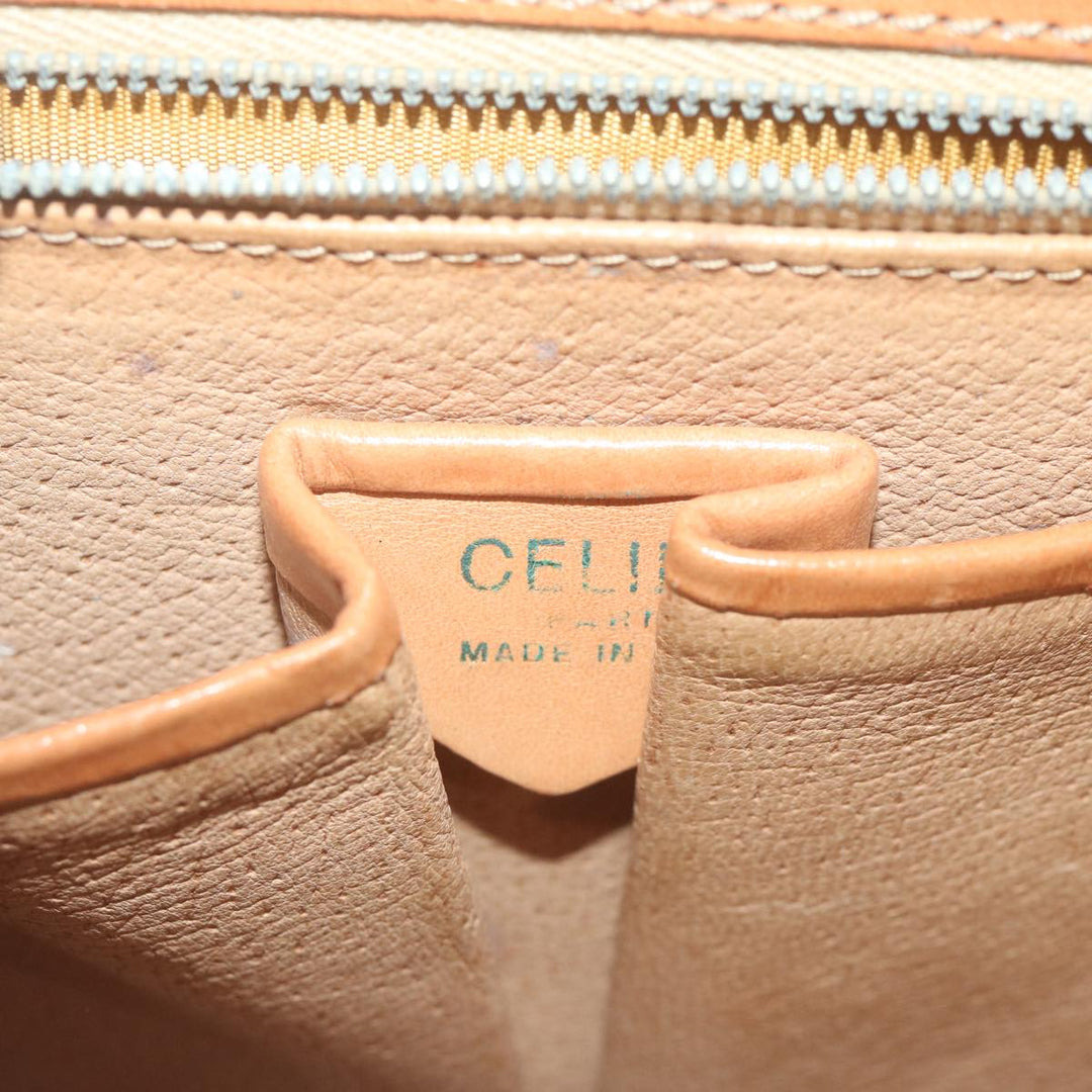 Celine Macadam Canvas Shoulder Bag PVC Leather Brown Auth 65644