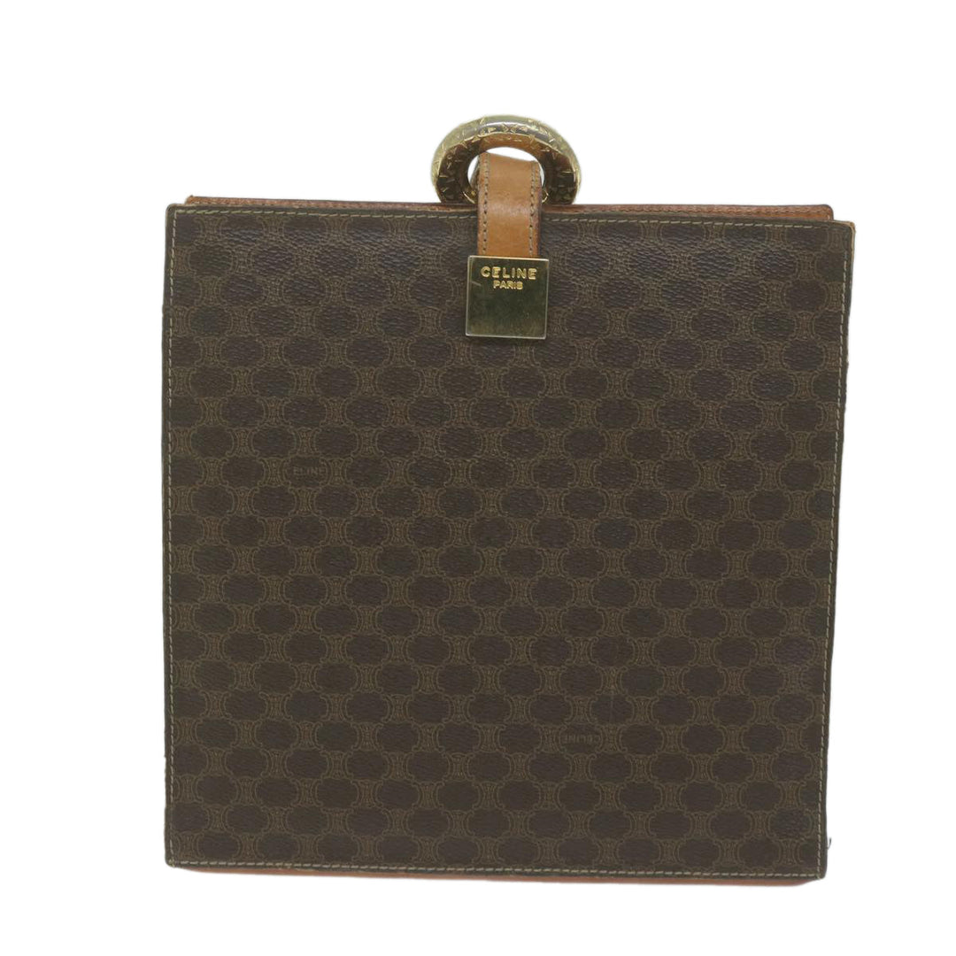 Celine Macadam Canvas Shoulder Bag PVC Leather Brown Auth 65644