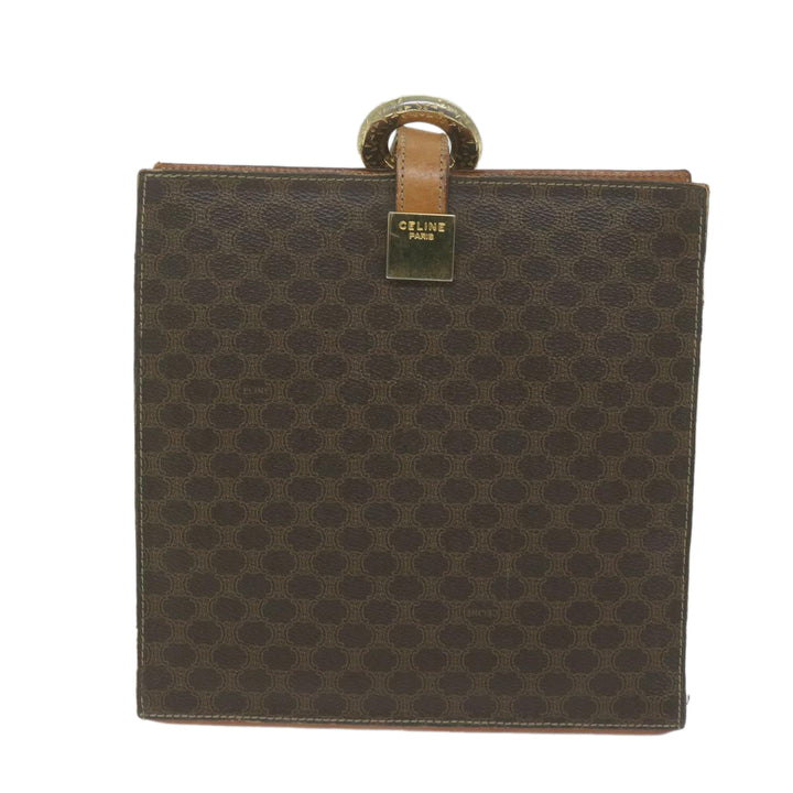 Celine Macadam Canvas Shoulder Bag PVC Leather Brown Auth 65644