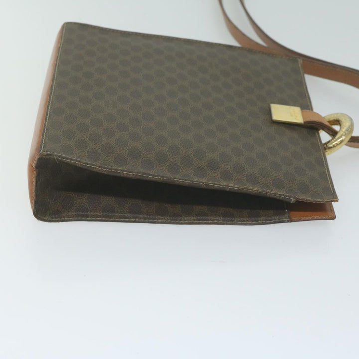 Celine Macadam Canvas Shoulder Bag PVC Leather Brown Auth 65644
