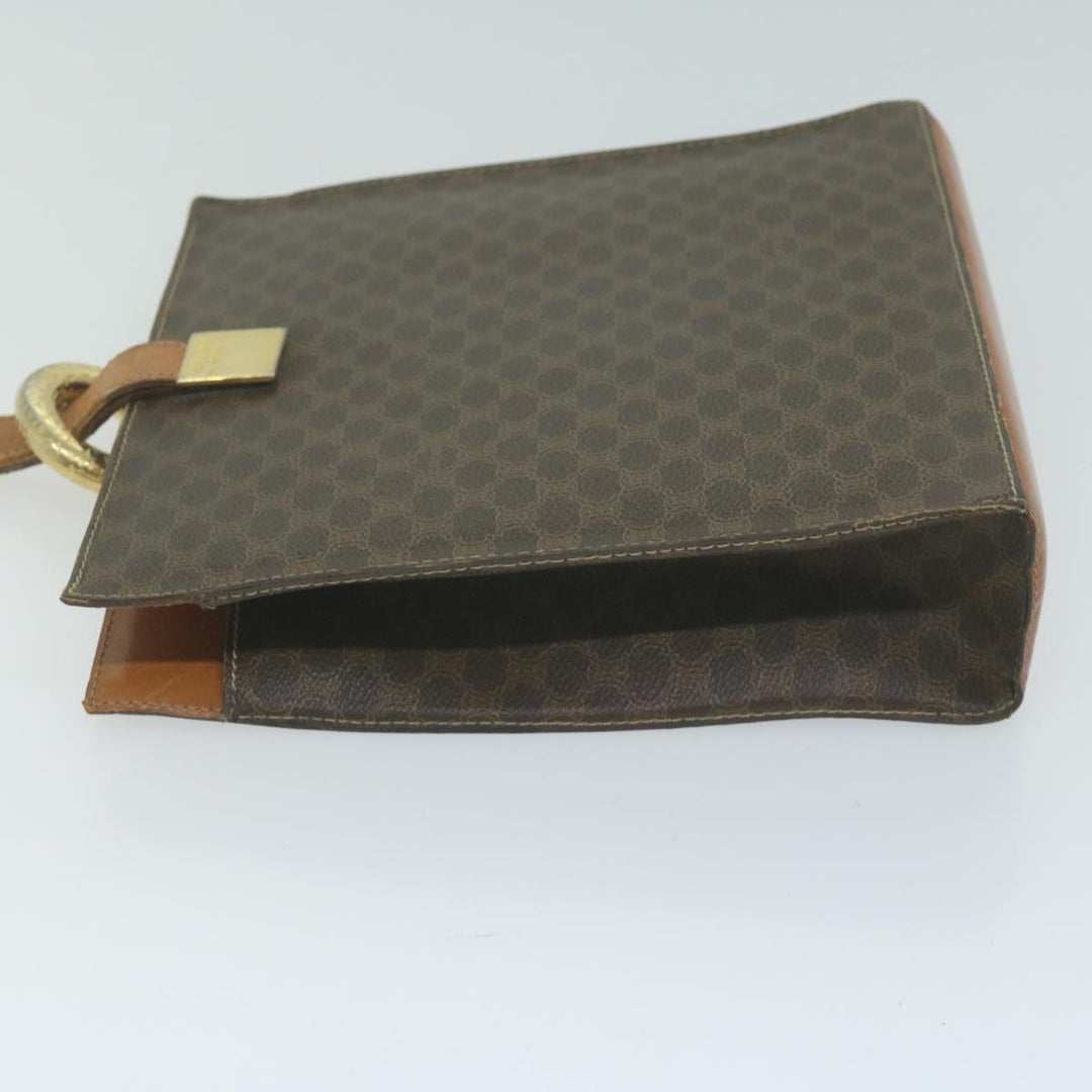Celine Macadam Canvas Shoulder Bag PVC Leather Brown Auth 65644