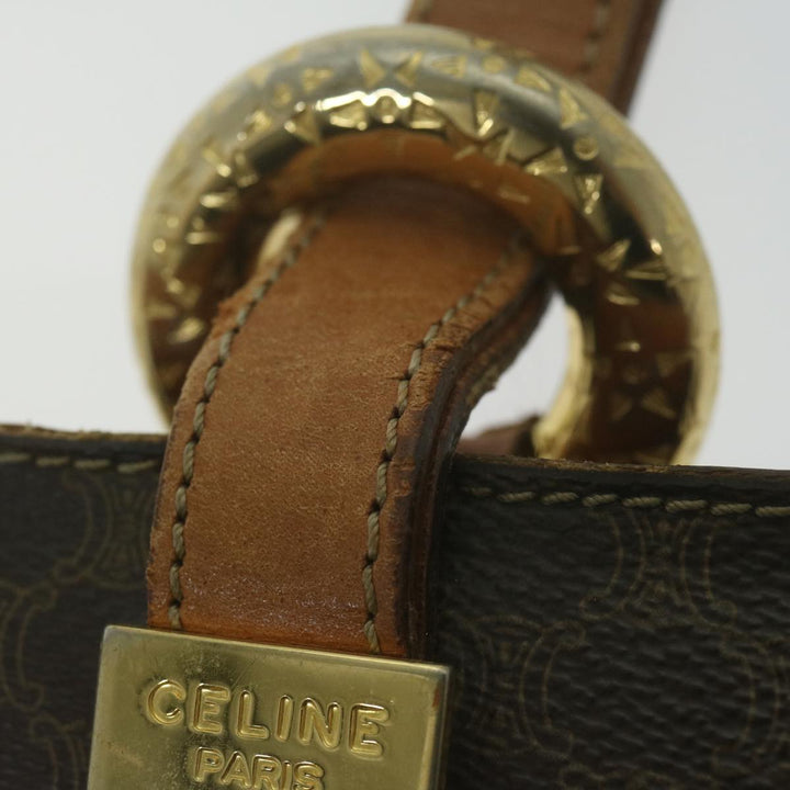 Celine Macadam Canvas Shoulder Bag PVC Leather Brown Auth 65644