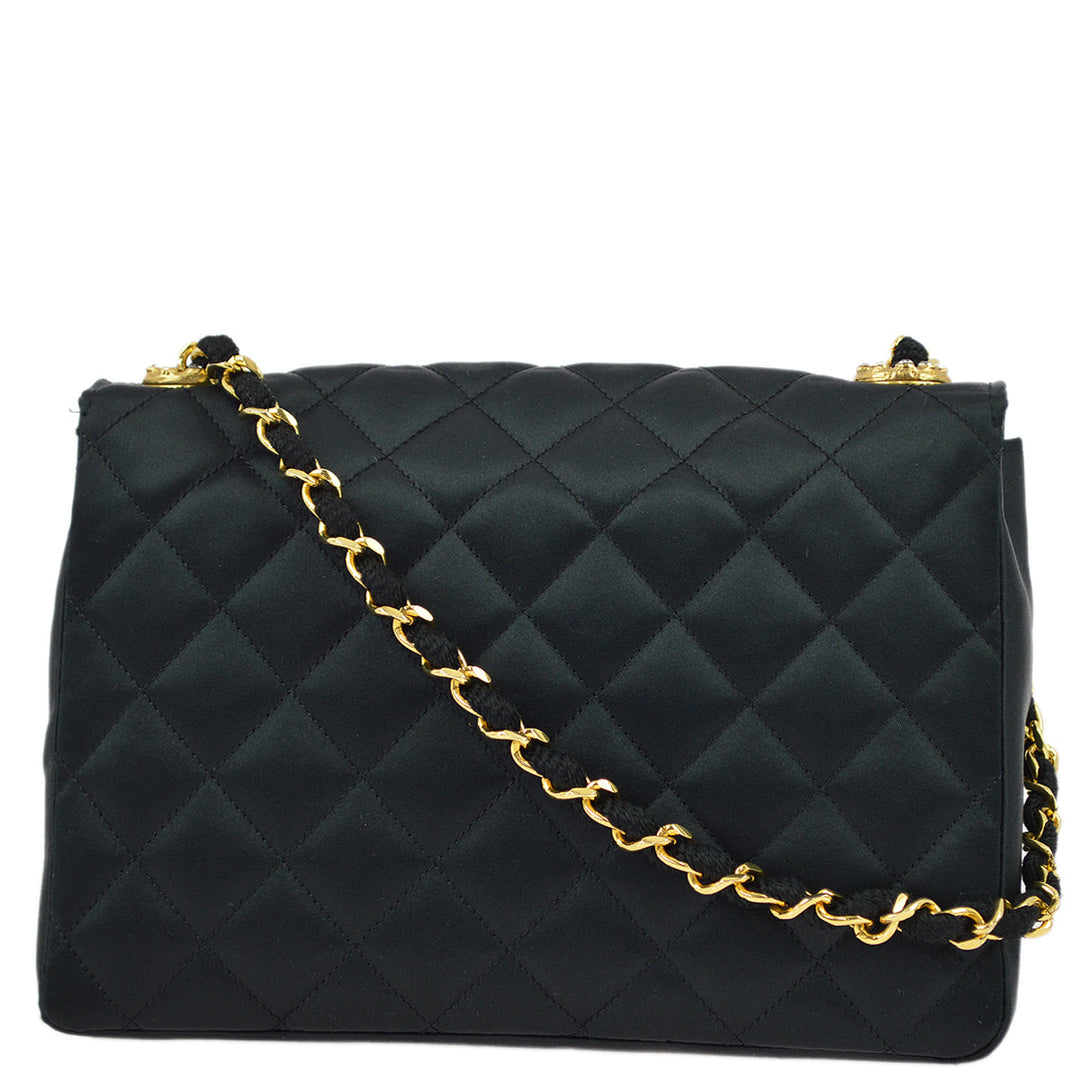Top Quality Chanel Black Satin Rhinestone Chain Shoulder Bag