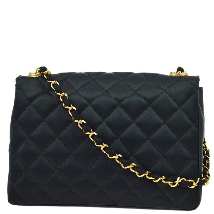 Top Quality Chanel Black Satin Rhinestone Chain Shoulder Bag