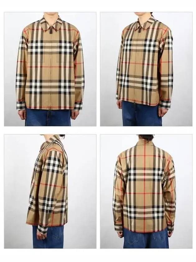 Burberry Check Cotton Oversized Long Sleeve Shirt Archive Beige