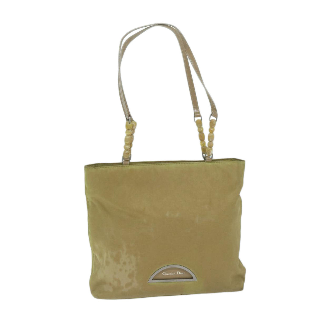 CHRISTIAN Top quality Dior Maris Pearl Tote Bag Nylon Beige Auth 65723