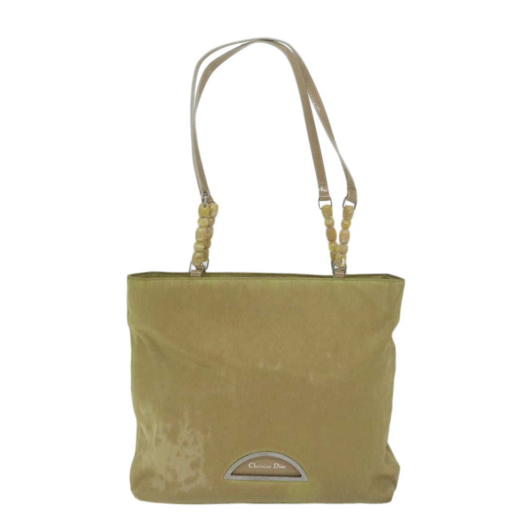 CHRISTIAN Top quality Dior Maris Pearl Tote Bag Nylon Beige Auth 65723