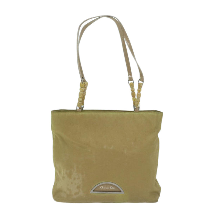 CHRISTIAN Top quality Dior Maris Pearl Tote Bag Nylon Beige Auth 65723