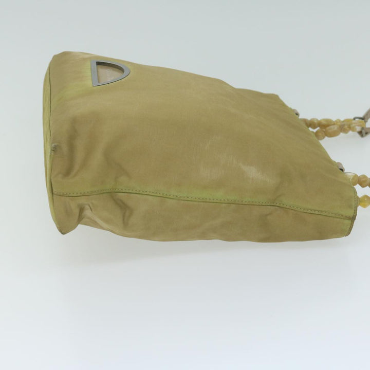 CHRISTIAN Top quality Dior Maris Pearl Tote Bag Nylon Beige Auth 65723