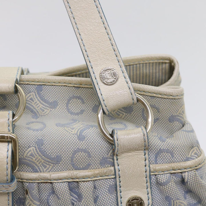 Celine C Macadam Canvas Shoulder Bag Light Blue Auth 65843