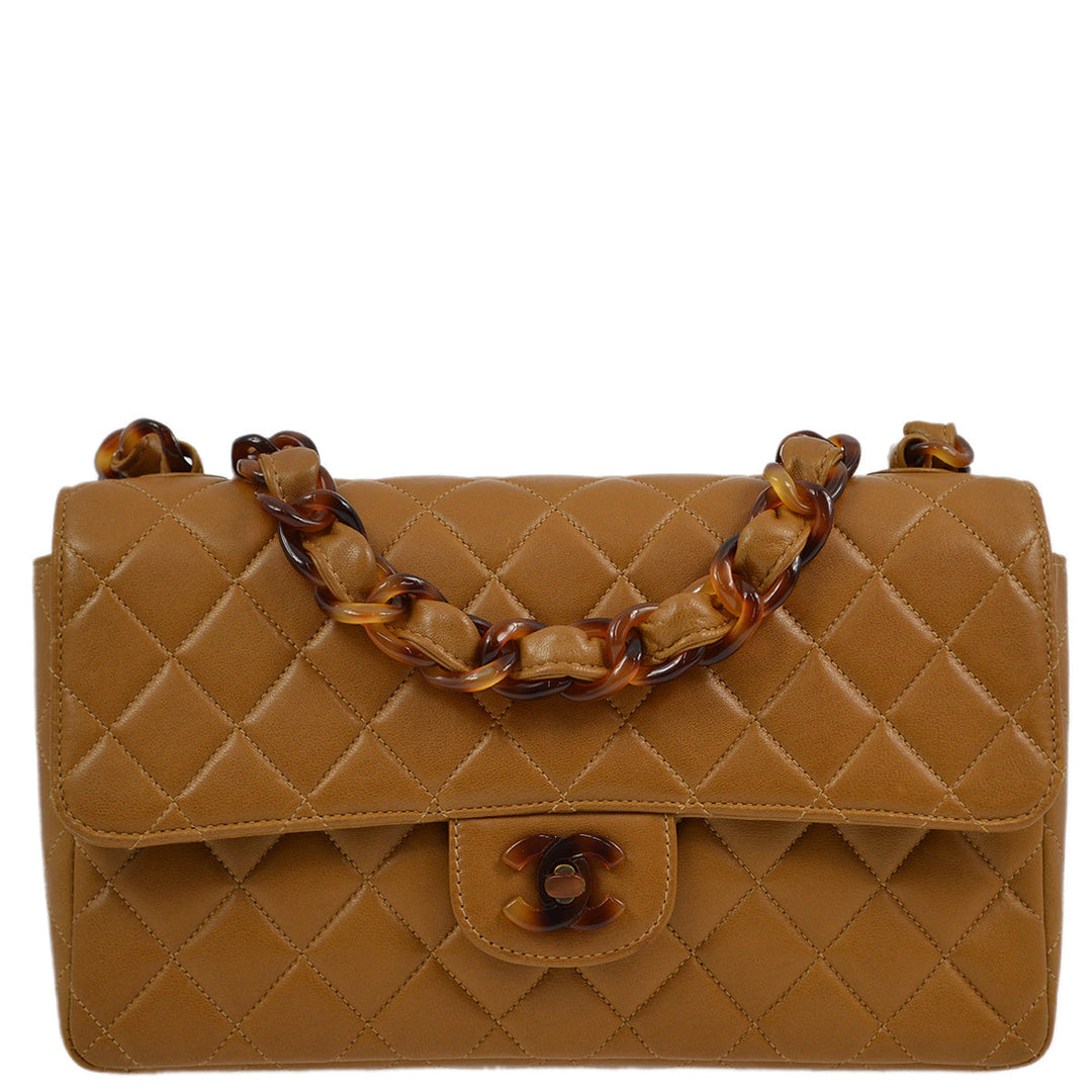 Top Quality Chanel Brown Lambskin Medium Single Flap Shoulder Bag