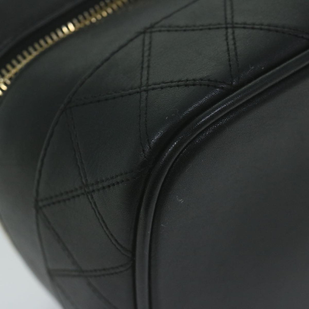 Chanel Bicolole Vanity Cosmetic Pouch Leather Black CC Auth 65885