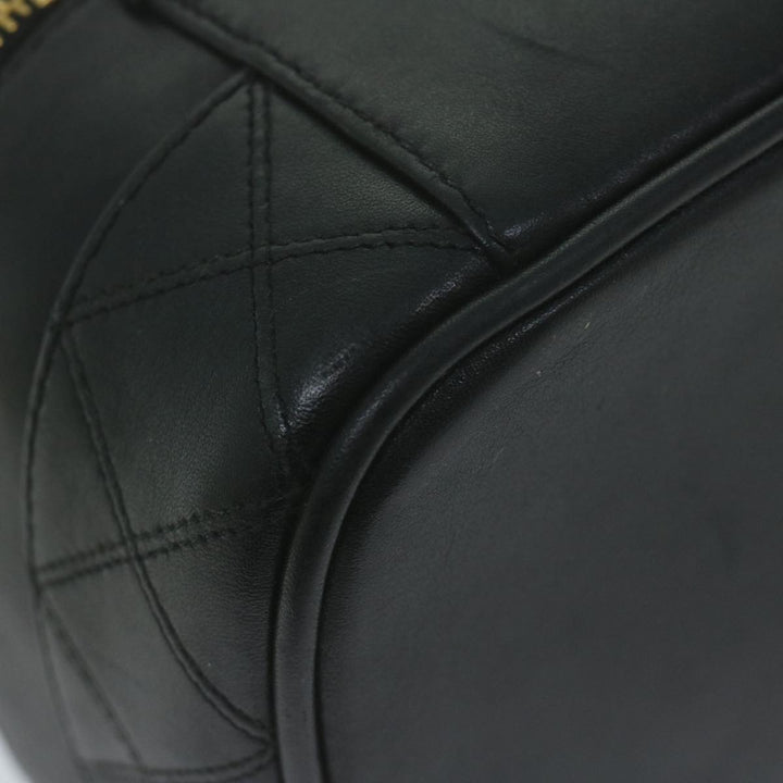Chanel Bicolole Vanity Cosmetic Pouch Leather Black CC Auth 65885