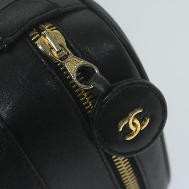 Chanel Bicolole Vanity Cosmetic Pouch Leather Black CC Auth 65885