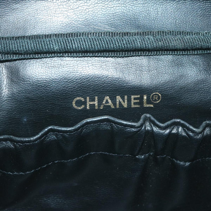 Chanel Bicolole Vanity Cosmetic Pouch Leather Black CC Auth 65885