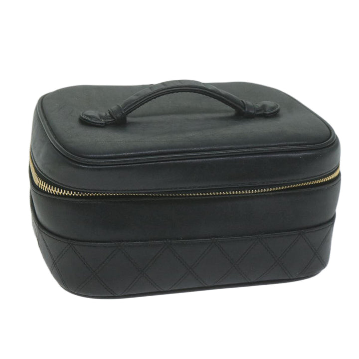 Chanel Bicolole Vanity Cosmetic Pouch Leather Black CC Auth 65885