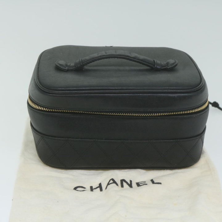 Chanel Bicolole Vanity Cosmetic Pouch Leather Black CC Auth 65885