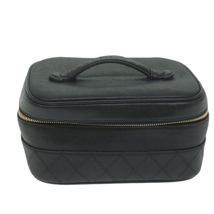 Chanel Bicolole Vanity Cosmetic Pouch Leather Black CC Auth 65885