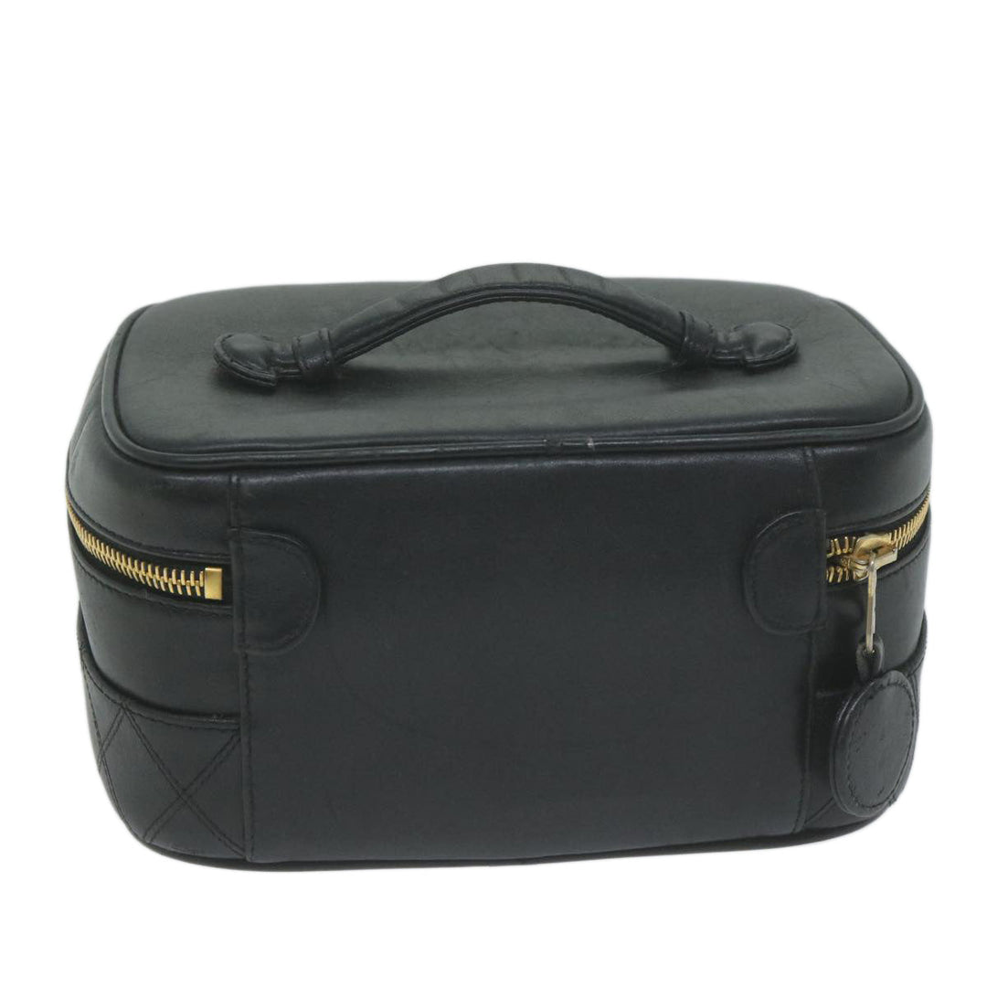 Chanel Bicolole Vanity Cosmetic Pouch Leather Black CC Auth 65885