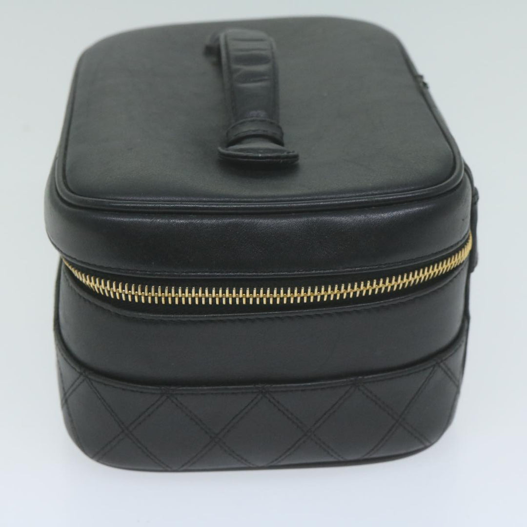 Chanel Bicolole Vanity Cosmetic Pouch Leather Black CC Auth 65885