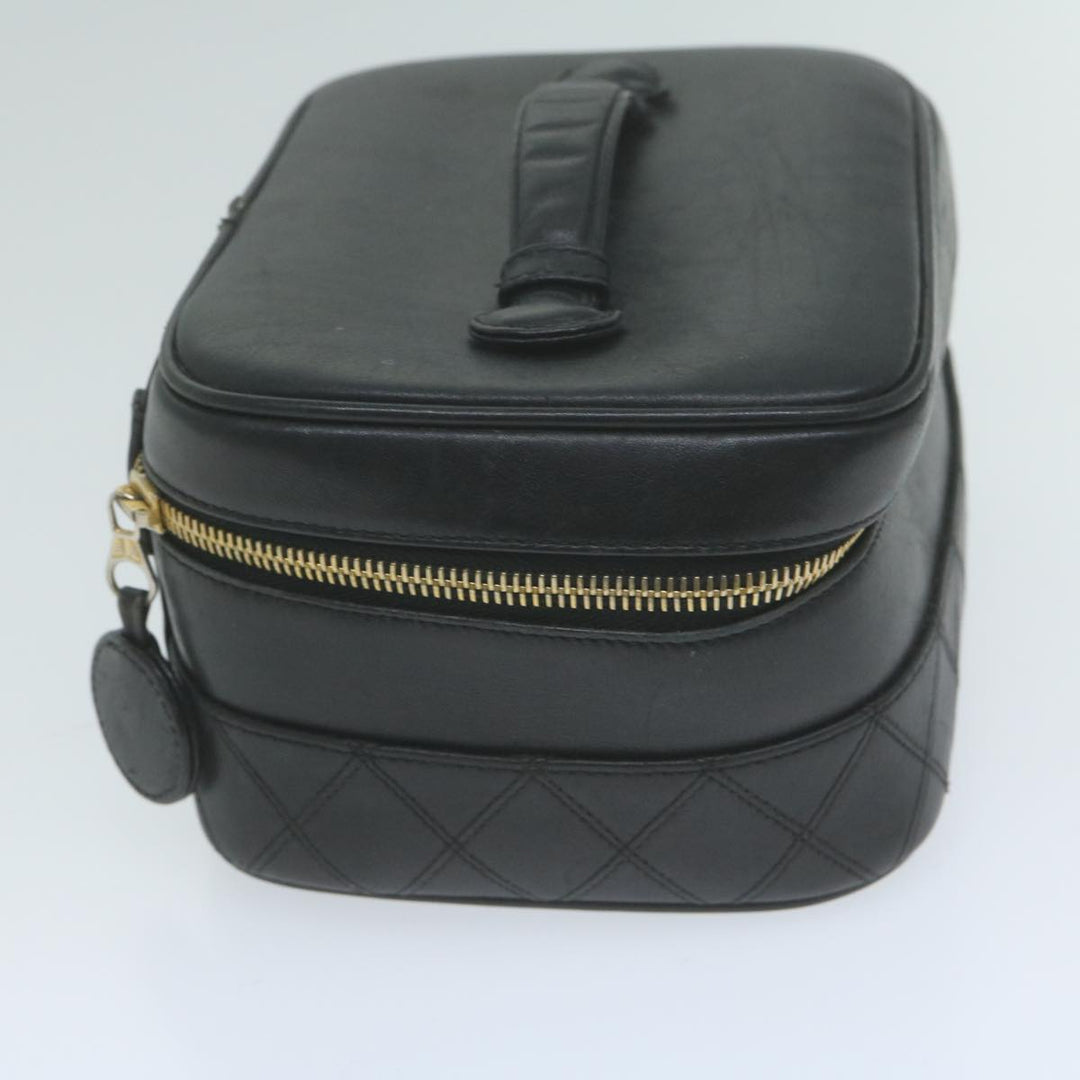 Chanel Bicolole Vanity Cosmetic Pouch Leather Black CC Auth 65885