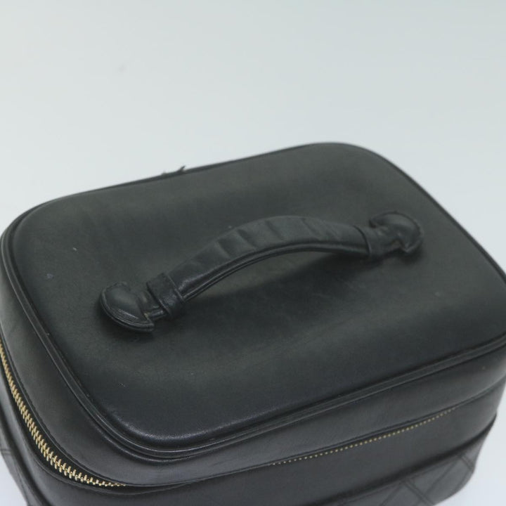 Chanel Bicolole Vanity Cosmetic Pouch Leather Black CC Auth 65885