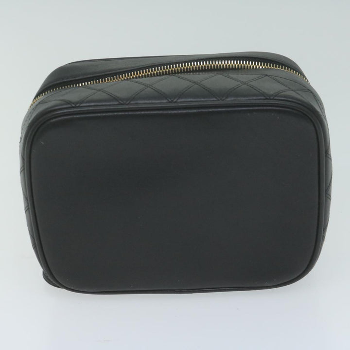 Chanel Bicolole Vanity Cosmetic Pouch Leather Black CC Auth 65885